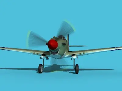 Curtiss P-40B Warhawk V01 USAAF 3D model