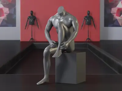 Sitting Sports Mannequin Male Black 3D model