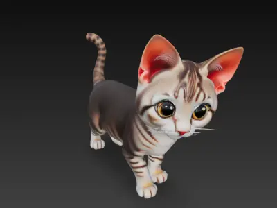 Cat Realistic 3D Model Basic - Low Poly Realistic Low-poly Low-poly 3D model