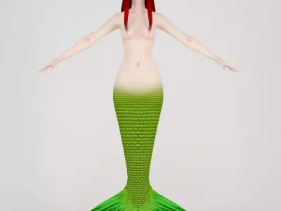 T pose nonrigged model of little mermaid 3D model