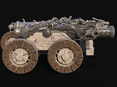 Chinese Zodiac Animals Cannon Low-poly 3D model
