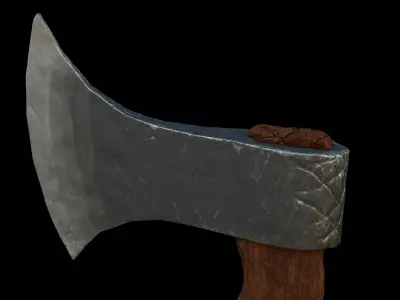 detailed realistic wooden ax 3D model