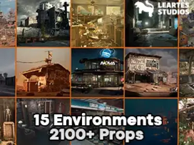 Abandoned Post Apocalyptic Mega Bundle 15 Environment Low-poly 3D model