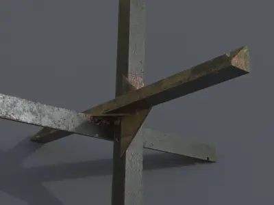 Czech hedgehog WW2 barricade 3D model