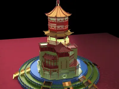Chinese ancient  tower house   3D model