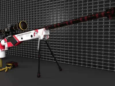 AWP model rifle with stripes Free 3D model