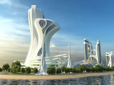 0078 - Future City Island 02 - 2D Drawing - 3D Files 3D model