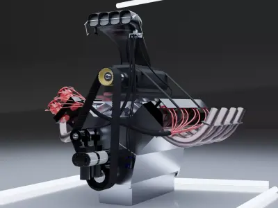 Top Fuel dragster V8 engine Low-poly 3D model