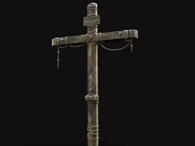 CROSS BIBLICAL JESUS CHRIST GOD SYMBOL WOODEN TORMENT DEVICE Low-poly 3D model