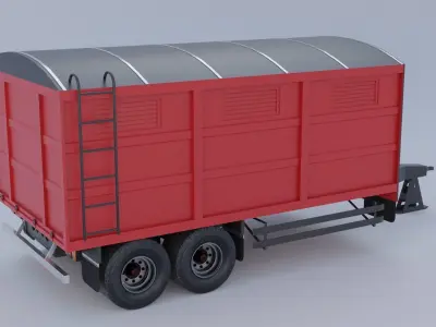 Agricultural Trailer Low-poly 3D model