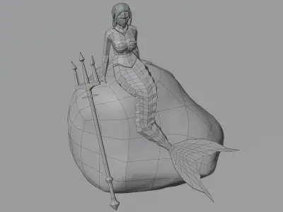 Magical Mermaid Siren Sea maiden Oceanid Lowpoly Rigged  Low-poly 3D model