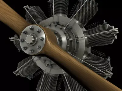 French Gnome 9N Monosoupape rotary engine 3D model
