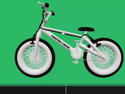 BMX white Bicycle   Low-poly 3D model