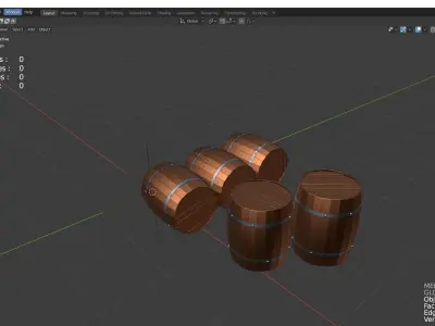 Wooden barrels 3D model