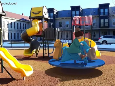 Toddler Girl on Carousel 3D model