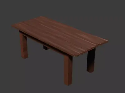 Old Wooden Table Game Ready 3D Model Free 3D model