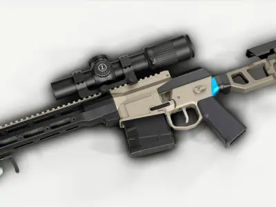 Fix by Q Sniper Rifle Low poly hyper realistic model Low-poly 3D model