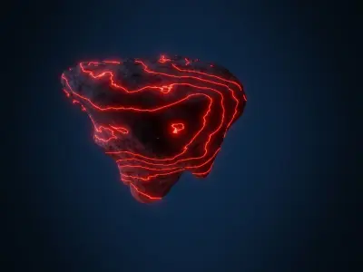 Volcanic Floating Island Low-poly 3D model