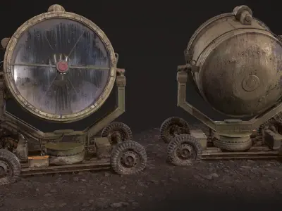 Military Searchlight USSR Low-poly 3D model