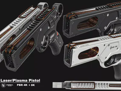 Sci-Fi Laser Plasma Pistol Low-poly 3D model