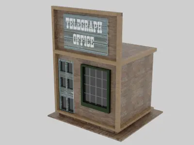 Wild West - Telegraph Office Low-poly 3D model