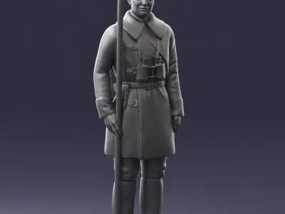 000108 Soviet Guard Soldier in Winter Uniform 0116 3dp 3D print model