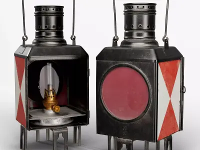 Vintage Railway End-Of-Train Lantern - German Railway 3D model
