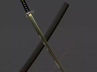 Katana with Sheath Low-poly 3D model