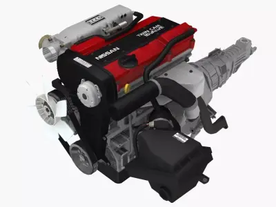 Nissan CA18DET engine Low-poly 3D model