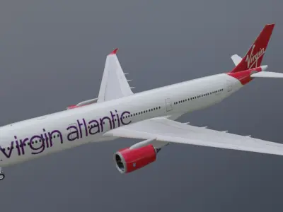 Virgin Atlantic Airbus a330-900neo model with cockpit Low-poly 3D model