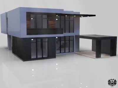 Modern Building House Low-poly 3D model