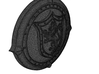 Medieval Lion Crest Shield 3D model