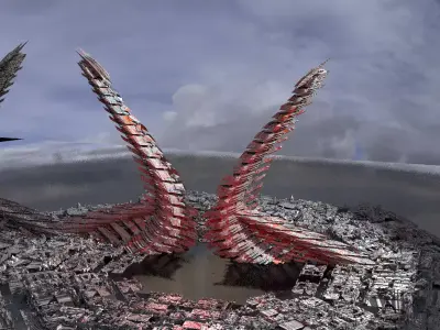 Sci fi Towers made of bone 3D model