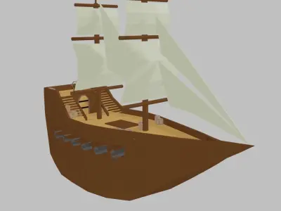 Low-Poly Medieval Ship Low-poly 3D model