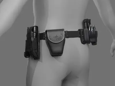 Police Belt Gear Set Low-poly 3D model