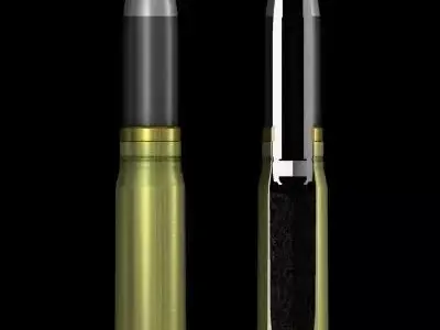 German 20mm MG 151-20 cartridge with cutaway 3D model