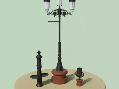 Casted urban furniture pack 3D model