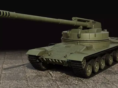 Object 327  Puck self-propelled artillery low-poly rigged Low-poly 3D model