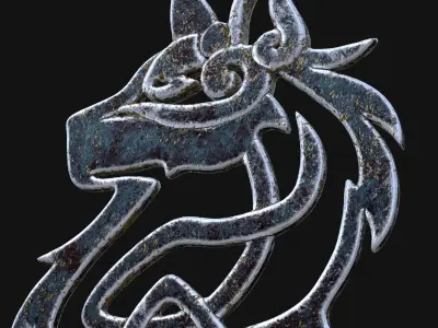 Celtic Wolf Pendant Low-poly 3D model