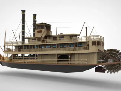 Paddle steamers 19th century 3D model