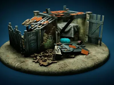 Blown Up Shed 3D model