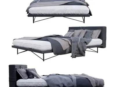 Bed S with sheets and pillows Free 3D model