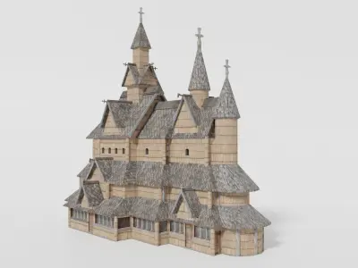 Medieval Stave Church 3D model