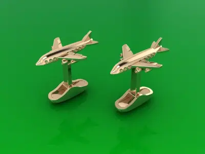Jewelry Z 1 airplane cufflink gold 3D print model