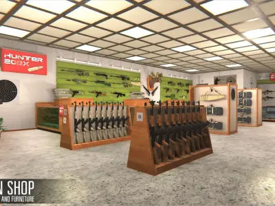 Gun Shop - weapon and furniture Low-poly 3D model