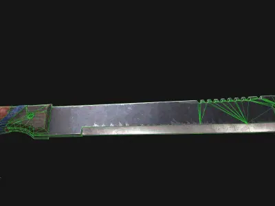 Machete knife with stripes Low-poly 3D model