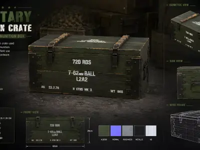 Military Wooden Ammo Crate Ammunition Box Low-poly 3D model