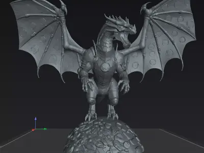 Dragon Golden Armored Dragon STL DnD Tabletop Miniature 3D   3D print model