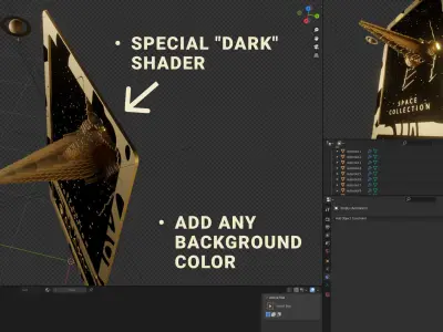 NFT Galaxy collectible card template for Blender 3D model