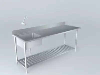 Kit214 Bancada Inox Cuba V2 por Alex Marques Free 3D model